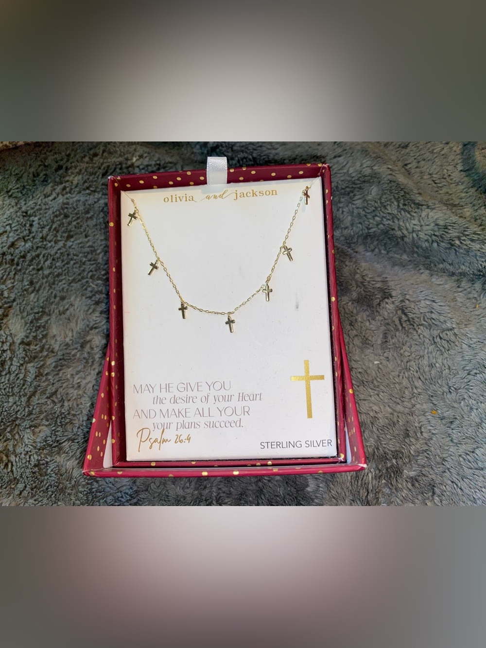 BNIB Isabella M Sterling Silver Gold Plated Mini Cross’ Necklace
